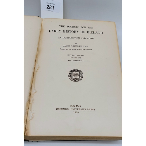 281 - James F Kenney - Sources for the Early History of Ireland, h/b, Index, Maps - 1929