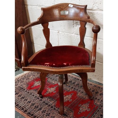 381 - Oak Swivel Desk Armchair