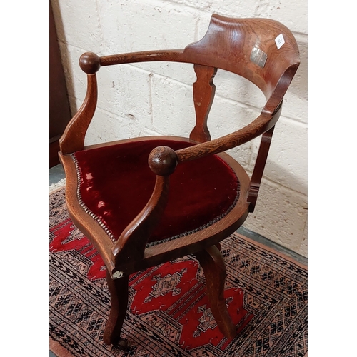 381 - Oak Swivel Desk Armchair