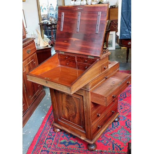 392 - 19th Century Davenport with Slide Top, 4 Drawers and Pair of Document Slide Shelves - C. 52cm W x 56... 