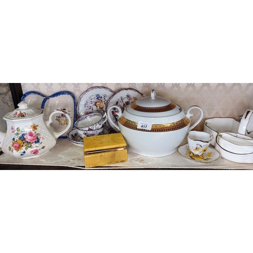 417 - Shelf Lot of Chinaware, Plates, Tureen etc