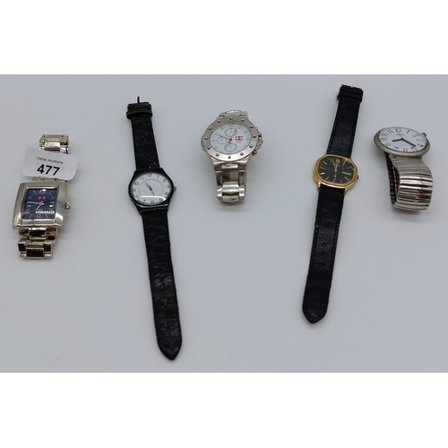 477 - 5 Watches inc Seiko, Swiss Mono etc