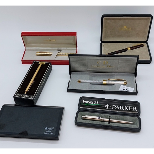 478 - Collection of Cased Pens inc Christian Dior, Parker, Sheaffer, Diplomat, Papermate