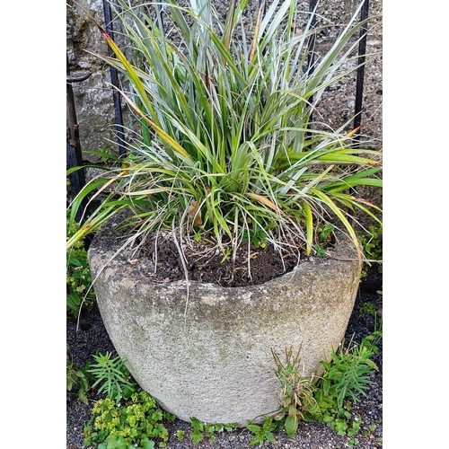 490 - Composite Stone Round Planter - C. 47cm W x 33cm H