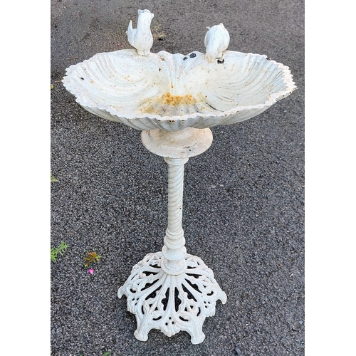 491 - White Metal Bird Bath - C. 86cm H