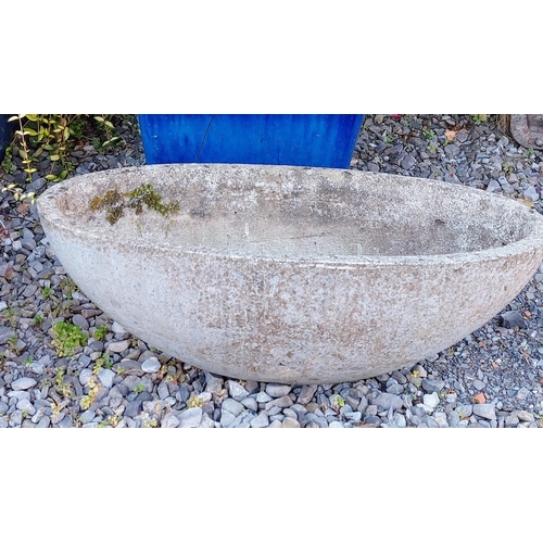 495 - Blue Glazed Ceramic Planter - C. 51cm x 51cm x 38cm H & Oval Planter - C. 71cm W