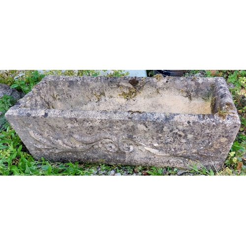 501 - Rectangular Concrete Planter - C. 65cm x 26cm x 22cm H