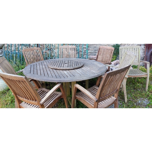 509 - Large Round Teak Garden Table and 8 Armchairs by 