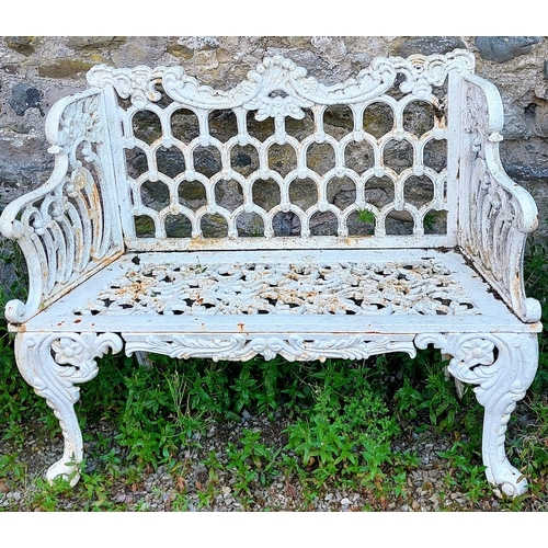 517 - Heavy Cast Iron 2 Seater Garden Bench - C. 105cm W