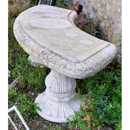 521 - Moulded Stone Pedestal Curved Garden Seat - C. 137cm W