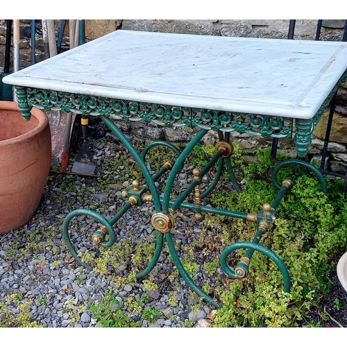 529 - Pastry Table with a Cast & Wrought Iron Base & Marble Top - C. 102cm W x 75cm D x 75cm H