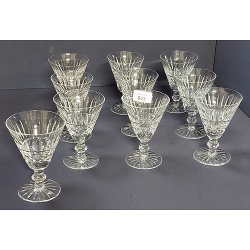 543 - Set of 10 Waterford Cut Glass Wine Glasses