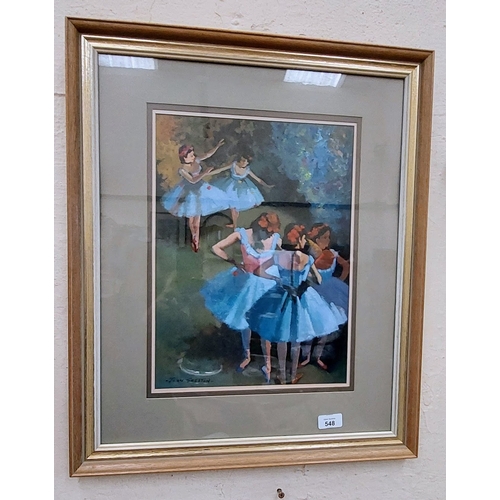 548 - John Skelton 1986 Oil - Dancers Rehearsing - C. 52cm W x 62cm H