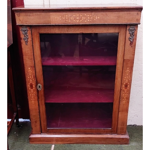 554 - Walnut Veneer & Inlaid Pier Cabinet - C. 75cm W x 28cm D x 96cm H