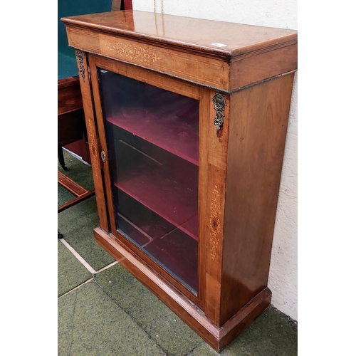 554 - Walnut Veneer & Inlaid Pier Cabinet - C. 75cm W x 28cm D x 96cm H