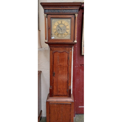 558 - 19th Century Mahogany and Oak Longcase Clock with Brass Face by John Porthouse, Penrith - C. 201cm H