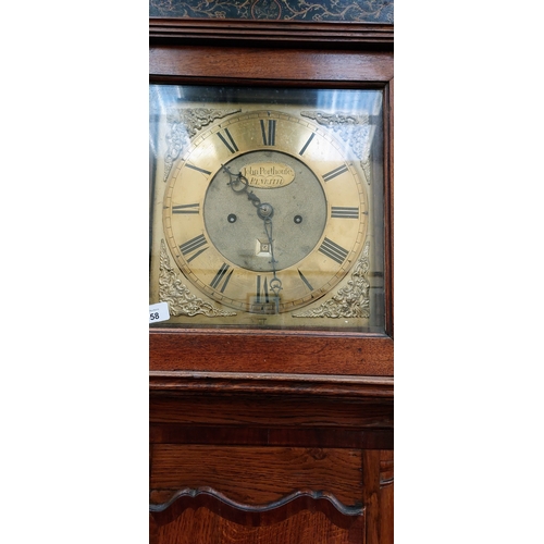 558 - 19th Century Mahogany and Oak Longcase Clock with Brass Face by John Porthouse, Penrith - C. 201cm H