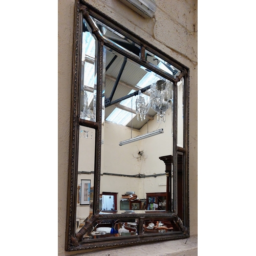 564 - Compartmental Frame Overmantel with Bevelled Mirror - C. 93cm W x 122cm H