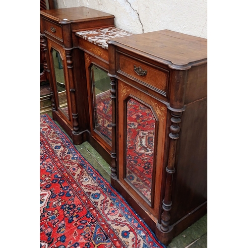 572 - Edwardian Inlaid Mahogany Mirror Door Sideboard with Centre Marble Top - C. 150cm W x 39cm D x 94cm ... 