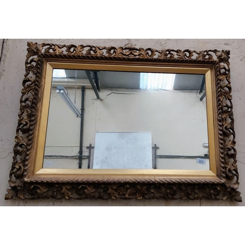 573 - 19th Century Ornate Foliate Scroll Gilt Frame Mirror - C. 95cm W x 70cm H