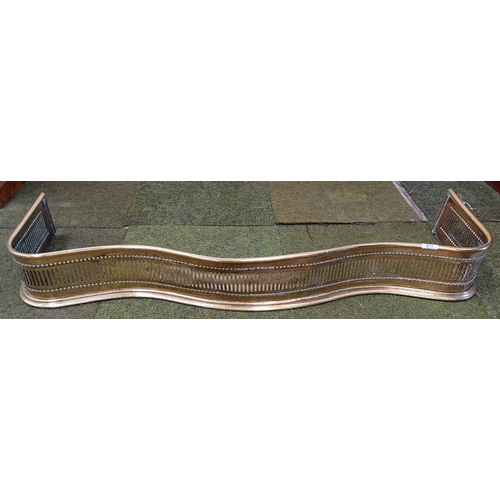 577 - Serpentine Pierced Brass Fender - C. 124cm W x 34cm D