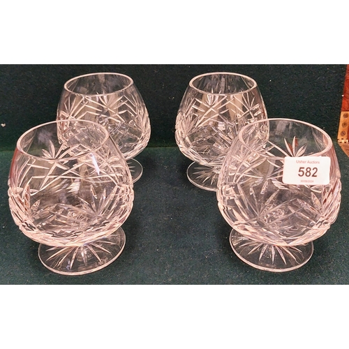 582 - 4 Cavan Crystal Brandy Glasses