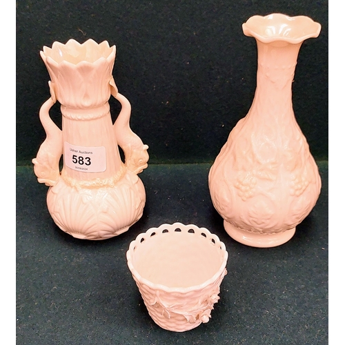 583 - 3 Pieces of Belleek inc One with Black Mark