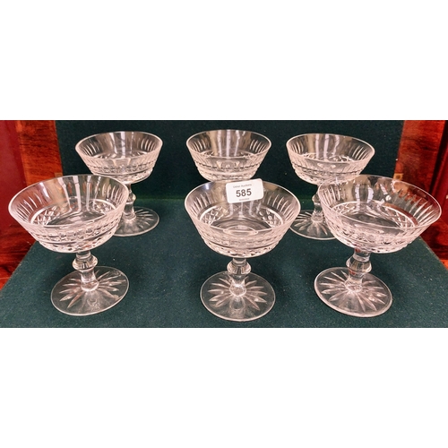 585 - 6 Waterford Cut Glass Champagne Glasses