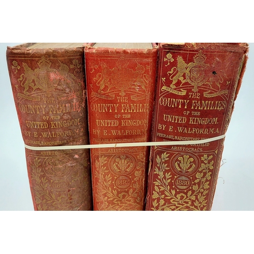 590 - 3 Volumes - The County Families of the United Kingdom - E Walford - 1880, 1891, 1892