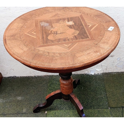 594 - Marquetry Inlaid Occasional Table with Inlaid Tripod Base - C. 60cm W x 74cm H