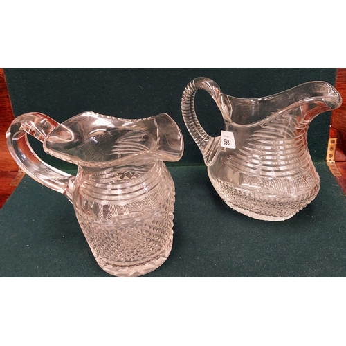 598 - 2 Antique Cut Glass Jugs - C. 18cm H