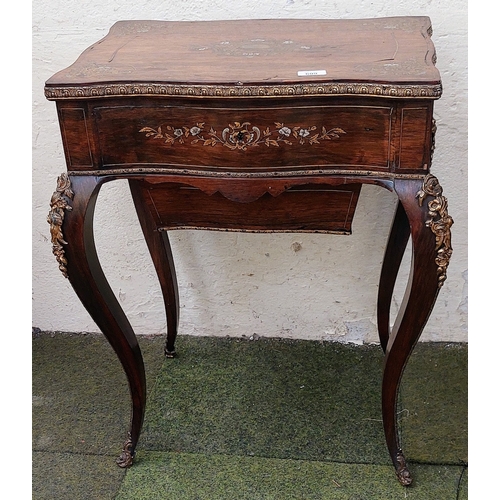 609 - Rosewood Mother of Pearl and Brass Inlay Vanity Table. Ormolu Mounted with Internal Mirror - C. 60cm... 