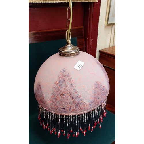 615 - French Glass and Tassel Hall Light - C. 30cm W