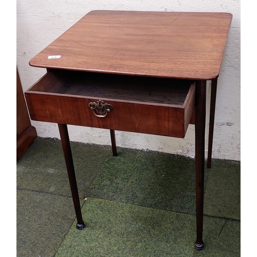 616 - Mahogany Square Occasional Table with Drawer on Tapered Legs - C. 58cm x 58cm x 72cm H