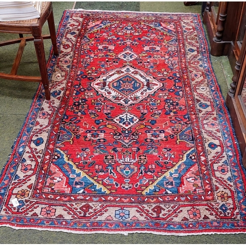 622 - Red Wool Hand Knotted Rug - C. 195cm x 105cm