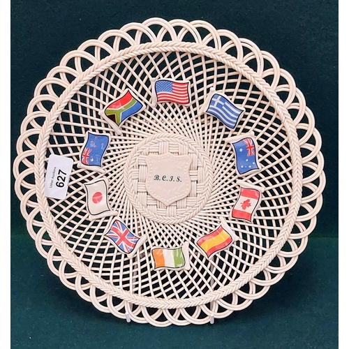 627 - Belleek Red Mark Lattice Dish - C 27cm W