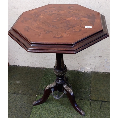 628 - Inlaid Octagonal Occasional Table with Ormolu Mounted Tripod Base - C. 61cm W x 79cm H