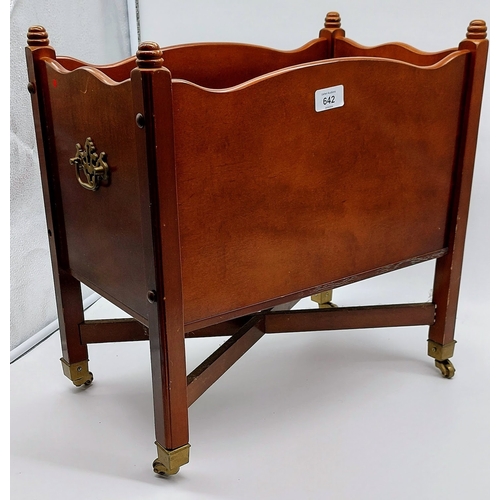 642 - Neat Size Canterbury with Brass Handles and Castors - C. 46cm W x 27cm D x 46cm H