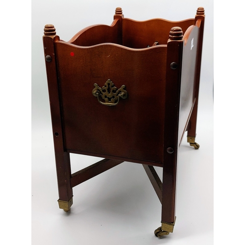 642 - Neat Size Canterbury with Brass Handles and Castors - C. 46cm W x 27cm D x 46cm H