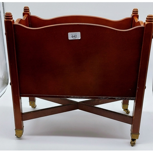 642 - Neat Size Canterbury with Brass Handles and Castors - C. 46cm W x 27cm D x 46cm H