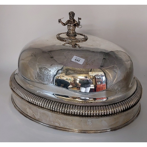 645 - Large Silver Plated Plate Cover; West & Son Dublin - C. 50cm W x 35cm D x 32cm H