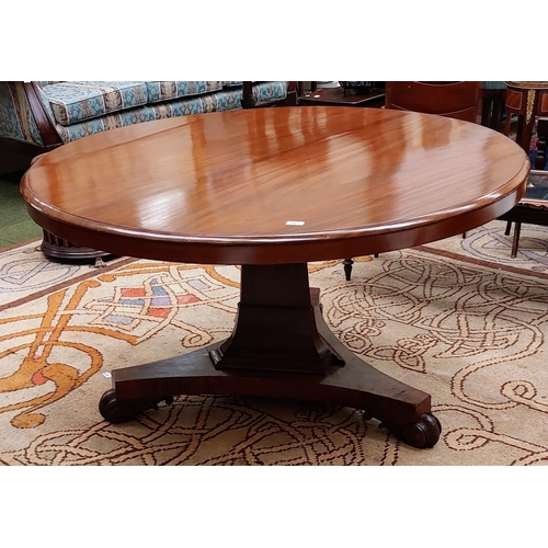 647 - Victorian Mahogany Circular Pod Base Tip Up Table - C. 135cm W x 74cm H