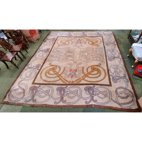 649 - Celtic Design Wool Carpet - C. 395cm x 348cm (ex Alfie Byrne Lord Mayor of Dublin)