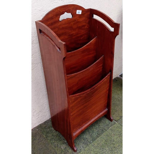 653 - Edwardian Mahogany Inlaid Magazine Rack - C. 40cm W x 23cm D x 87cm H