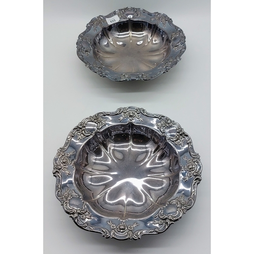 655 - Pair of Embossed Silver Plated Bowls - C. 28cm W