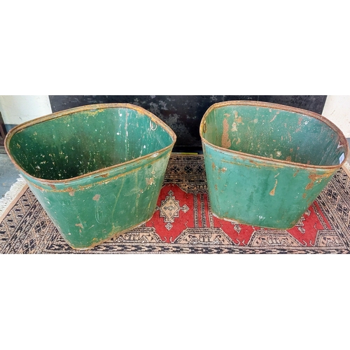 1054 - Pair of Vintage Tin Planters - C. 42cm W x 31cm H