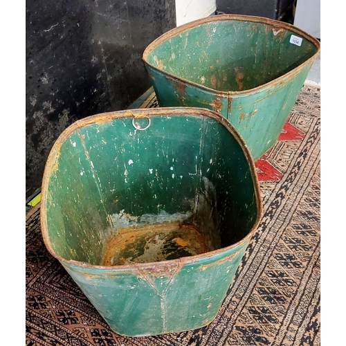 1054 - Pair of Vintage Tin Planters - C. 42cm W x 31cm H