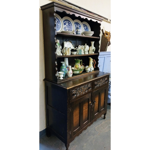 1057 - Oak Kitchen Dresser - C. 107cm W x 49cm D x 184cm H