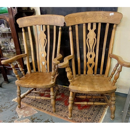 1059 - Pair of Elm Country Kitchen Armchairs