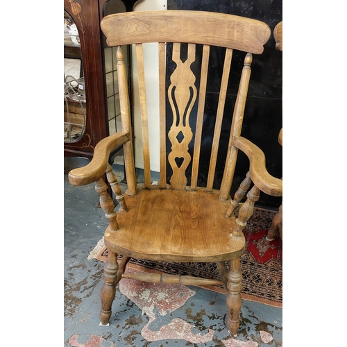 1059 - Pair of Elm Country Kitchen Armchairs